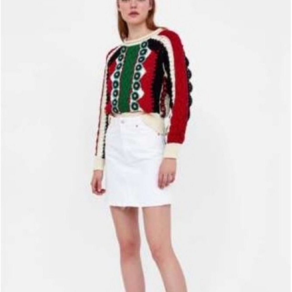 Zara The Mini Denim Skirt In White